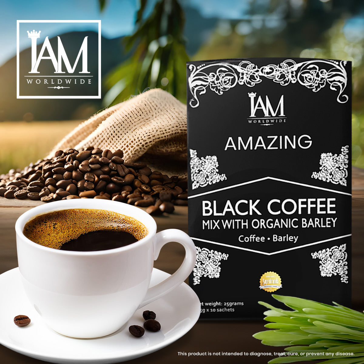 Amazing Black Coffee Mix with Organic Barley (1 Box)